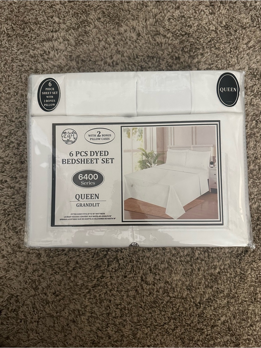 White Queen 6-Piece Dyed Bedsheet Set